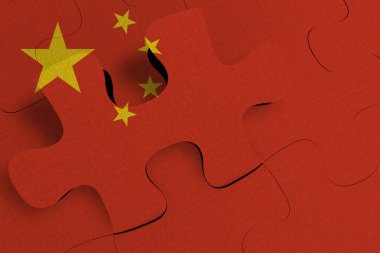 Çin 'in bir ülkenin kriz ve entegrasyon kavramının kompozisyonu PUZLU 3D RENDER üzerinde boyalı