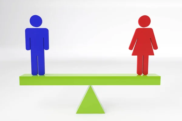 Velkolepý Koncept Equality Genders Muži Ženy Renderování — Stock fotografie