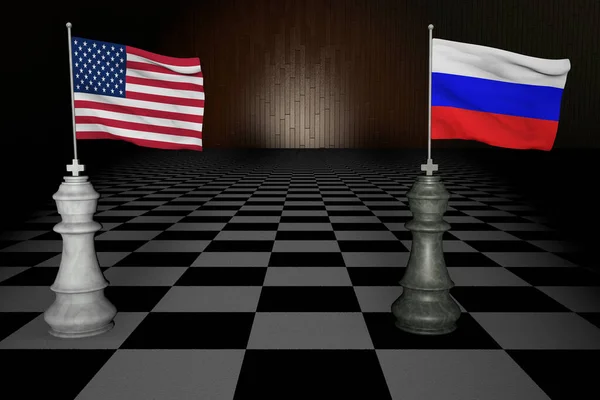 Amerika Birleşik Devletleri Rusya Temsil Eden Iki Satranç Oyuncusunun Muhteşem — Stok fotoğraf