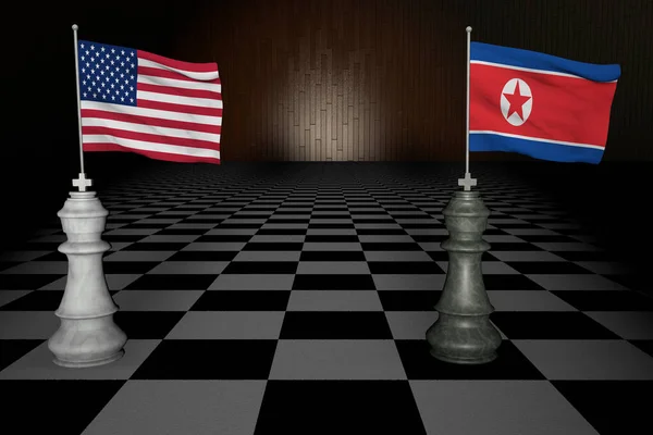 Θεαματική Απόδοση Δύο Πούλια Σκάκι Που Αντιπροσωπεύουν Τις Ηνωμένες Πολιτείες — Φωτογραφία Αρχείου