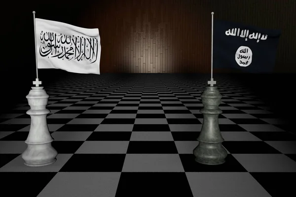 Дивовижне Зображення Двох Фігур Представляють Талібан Isis Isis Khorasan Rendering — стокове фото