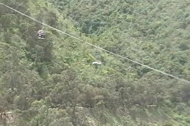 San Bernandino 'daki güvenlik duvarı manzarası Warairarepano Ulusal Parkı' nda (El vila) ve kablolu araç manzarasıdır. Caracas, Venezuela, 24 Haziran, 2007. dijital video. Yazı.