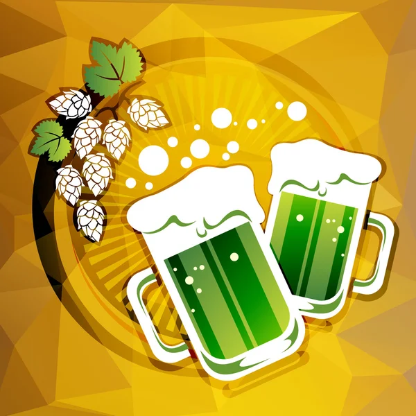 Dos vasos de cerveza verde — Vector de stock