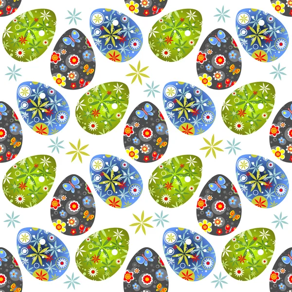 Huevos de Pascua con flores — Vector de stock