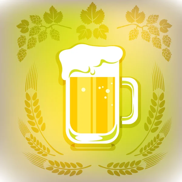 Bière et épis de blé — Image vectorielle