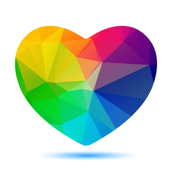 Arcobaleno luminoso cuore poligonale — Vettoriale Stock
