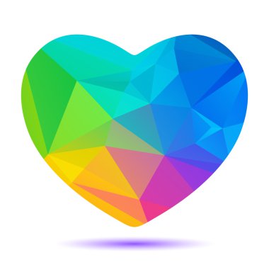 Gökkuşağı poligonal parlak kalp