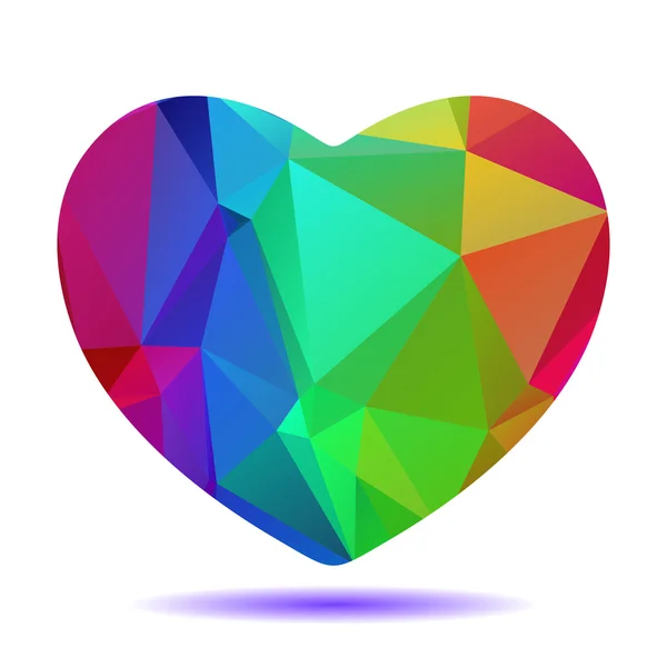 多边形明亮的彩虹的心 — 图库矢量图片