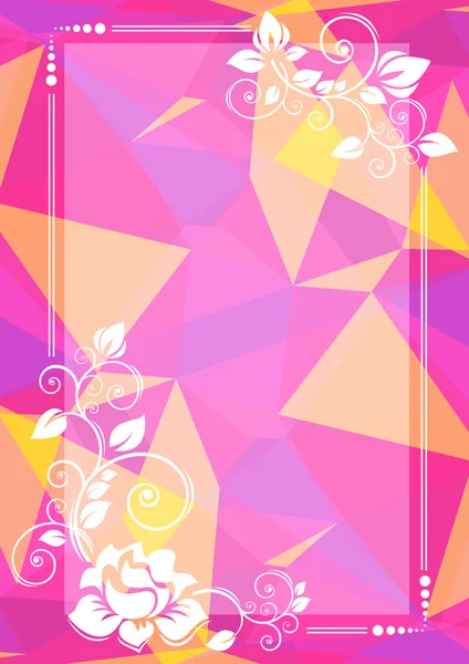 Borde floral rosa — Vector de stock