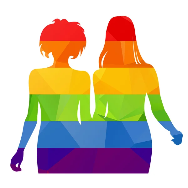 Dos chicas arco iris — Vector de stock