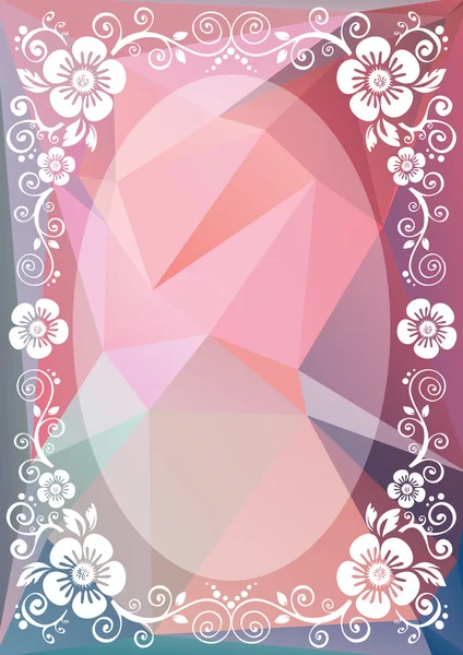 Borde floral azul rosado — Vector de stock