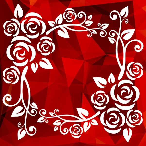 Röd blommig bård — Stock vektor