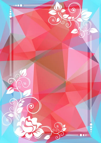 蓝色粉红色花边框 — 图库矢量图片