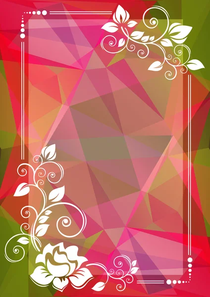 Borde floral verde rosado — Vector de stock