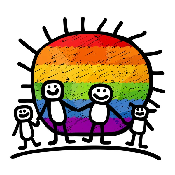 Feliz familia gay — Vector de stock