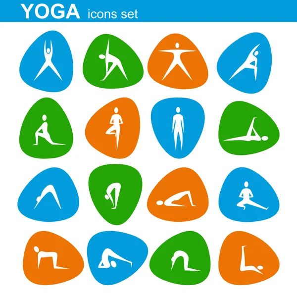 Icônes de yoga ensemble — Image vectorielle