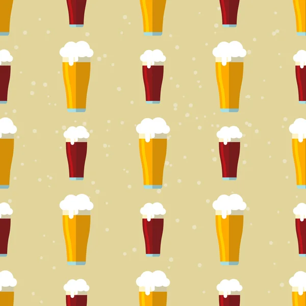 ビールのグラスのシームレス パターン — ストックベクタ