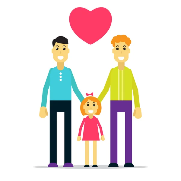 Feliz familia gay con niño — Vector de stock