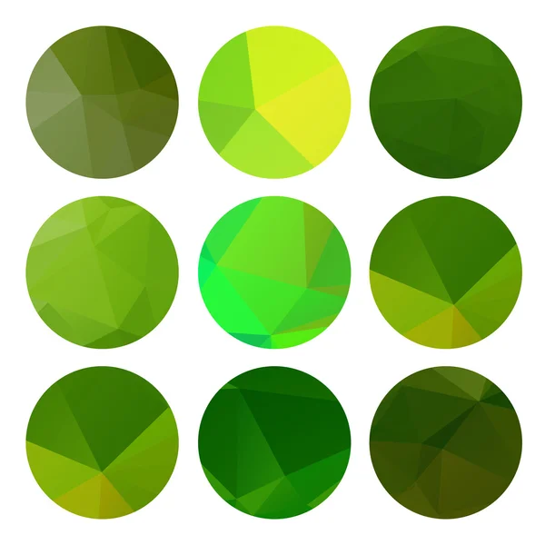 Groene veelhoekige cirkels set — Stockvector