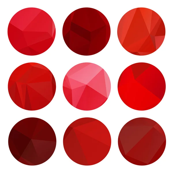 Cercles polygonaux rouges ensemble — Image vectorielle