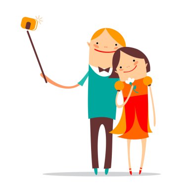 selfie çizgi film çift