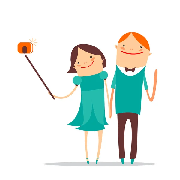 Selfie romantic couple — Stock Vector