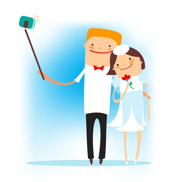 Selfie 행복 한 결혼식 — 스톡 벡터