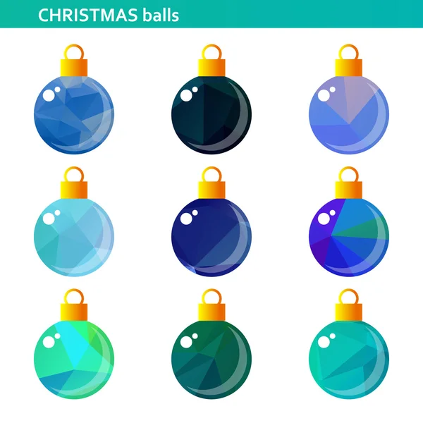 Blauwe kerstballen instellen — Stockvector