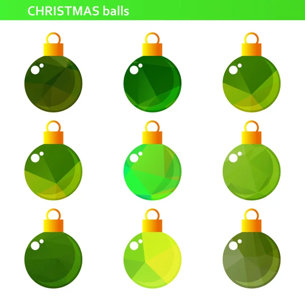 Bolas de Navidad verde conjunto — Vector de stock