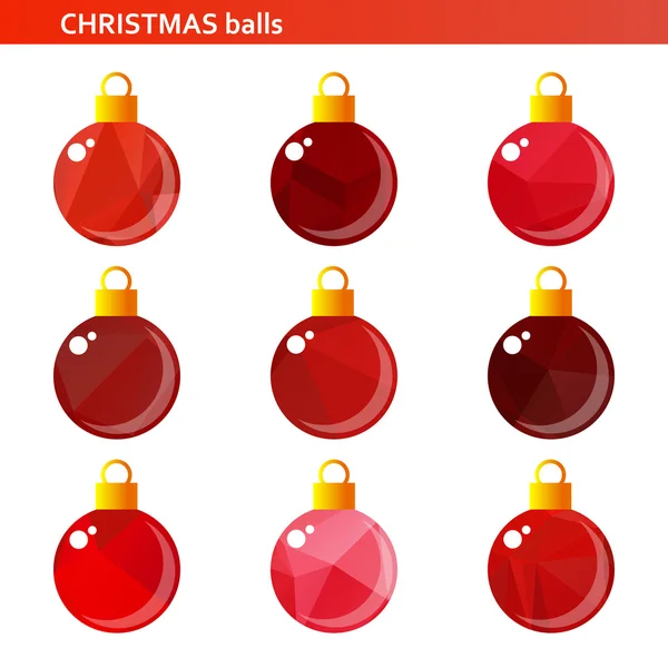 Rode Kerstmis ballen set — Stockvector