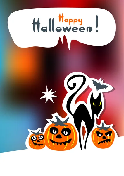 Halloween gato negro — Vector de stock