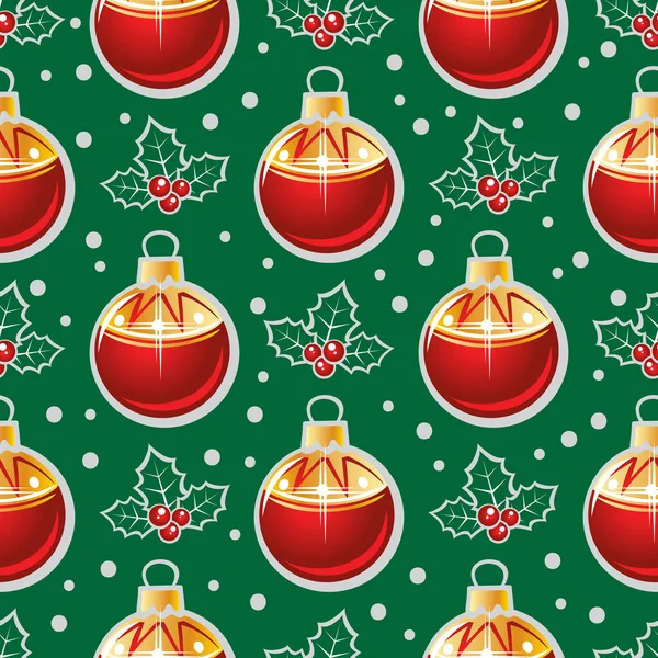 Patrón Sin Costuras Con Bolas Navidad Diseño Plano Año Nuevo — Vector de stock