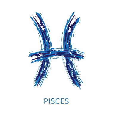 Balık burcu beyaz arka planda izole edilmiş. Zodiac takımyıldızı. Yıldız falı ve astrolojik tahminler için tasarım elemanı. Vektör illüstrasyonu.