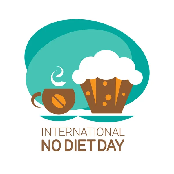 Uluslararası Diyet Günü Konsepti Vektör Çizimi Kek Çay Fincanı Izole — Stok Vektör