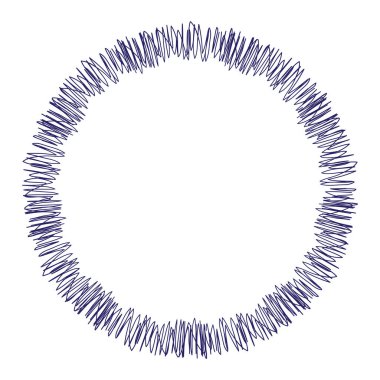El çizimi daire çerçevesi beyaz arkaplanda izole edildi. Vektör çizimi. Kıvırcık süsleme sınırı. Şirin romantik kıvrımlı karalama tarzı..