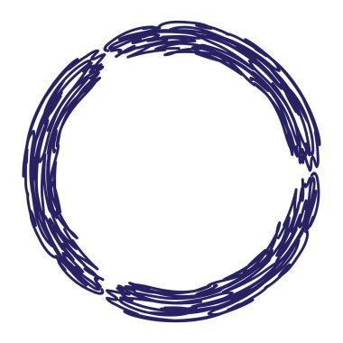 El çizimi daire çerçevesi beyaz arkaplanda izole edildi. Vektör çizimi. Kıvırcık süsleme sınırı. Şirin romantik kıvrımlı karalama tarzı..