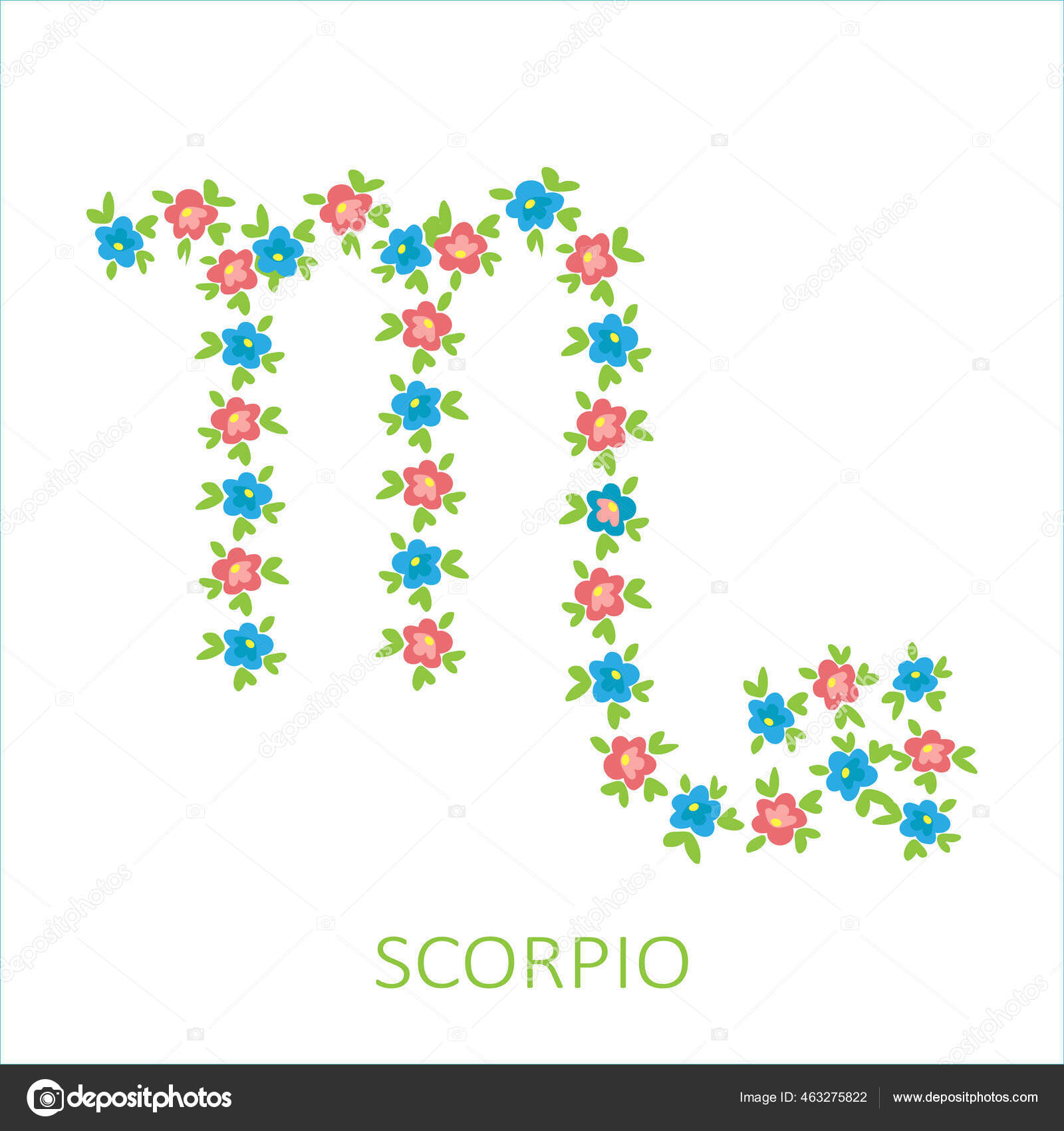Zodiac Sign Scorpio Flowers Isolated White Background Zodiac