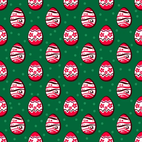 Пасхальные Яйца Темно Зеленом Фоне Бесшовный Узор Упаковки Бумаги Текстильной — стоковый вектор