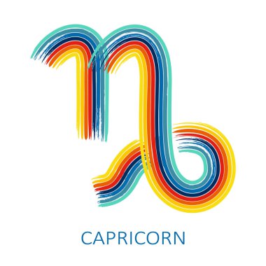 Burç burcu Oğlak, beyaz arka planda izole edilmiş. Zodiac takımyıldızı. Yıldız falı ve astrolojik tahminler için tasarım elemanı. Vektör illüstrasyonu.