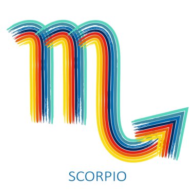 Akrep burcu beyaz arka planda izole edilmiş. Zodiac takımyıldızı. Yıldız falı ve astrolojik tahminler için tasarım elemanı. Vektör illüstrasyonu.