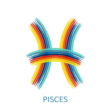 Balık burcu beyaz arka planda izole edilmiş. Zodiac takımyıldızı. Yıldız falı ve astrolojik tahminler için tasarım elemanı. Vektör illüstrasyonu.