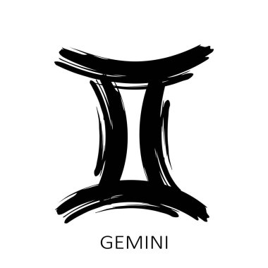 Burç burcu Gemini beyaz arka planda izole edilmiş. Zodiac takımyıldızı. Yıldız falı ve astrolojik tahminler için tasarım elemanı. Vektör illüstrasyonu.