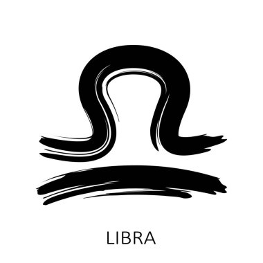 Terazi burcu işareti beyaz arka planda izole edilmiş. Zodiac takımyıldızı. Yıldız falı ve astrolojik tahminler için tasarım elemanı. Vektör illüstrasyonu.