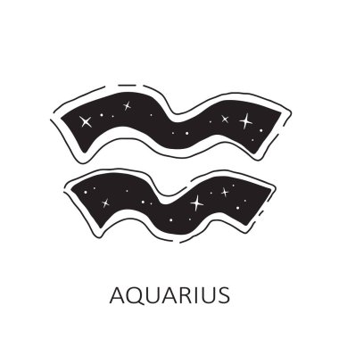 Kova burcu beyaz arka planda izole edilmiş. Zodiac takımyıldızı. Yıldız falı ve astrolojik tahminler için tasarım elemanı. Vektör illüstrasyonu.