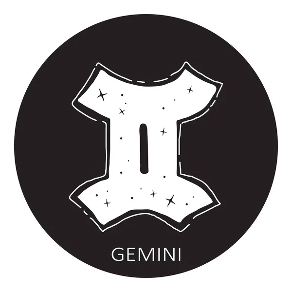 星座ジェミニは白い背景に隔離されています 黄道星座 ホロスコープと占星術の予測のための設計要素 ベクターイラスト — ストックベクタ