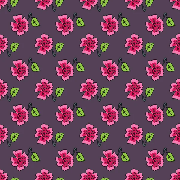 Patrón Sin Costura Floral Con Flor Sakura Ilustración Romántica Vectorial — Archivo Imágenes Vectoriales
