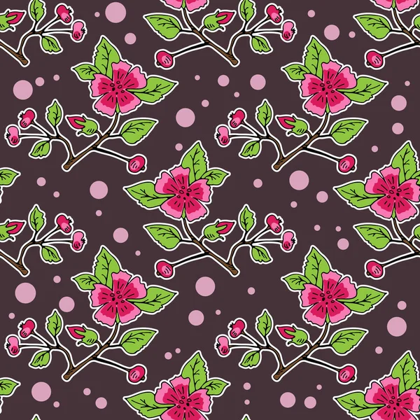 Florales Nahtloses Muster Mit Sakura Blüte Vektor Romantische Illustration Gestaltungselement — Stockvektor