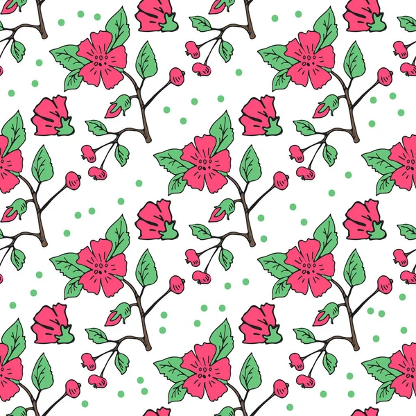 Patrón Sin Costura Floral Con Flor Sakura Ilustración Romántica Vectorial — Vector de stock