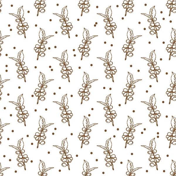 Seamless Pattern Coffee Branch Hand Drawn Style Design Element Fabric — Stock Vector