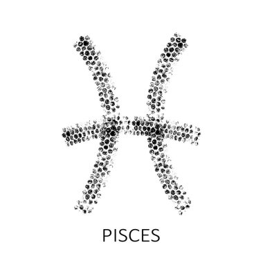 Balık burcu beyaz arka planda izole edilmiş. Zodiac takımyıldızı. Yıldız falı ve astrolojik tahminler için tasarım elemanı. Vektör illüstrasyonu.